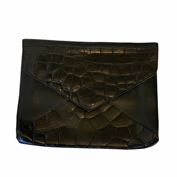 Charles Jourdan Handbags - CHARLES JOURDAN Crocodile Leather Oversized Clutch